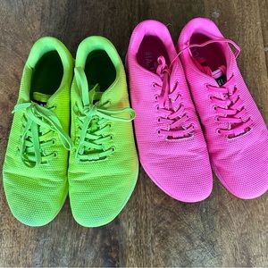 2 pairs of Women’s NOBULL trainer shoes size 10.5 neon pink and neon yellow